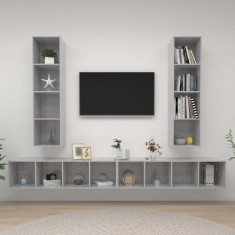 vidaXL Dulapuri TV suspendate, 4 buc, gri beton, lemn prelucrat 3079893