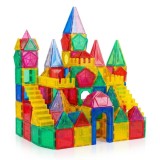 Set de constructie, 3D magnetic blocks, 110 piese, forme diferite multicolor, JollyMag, 109721