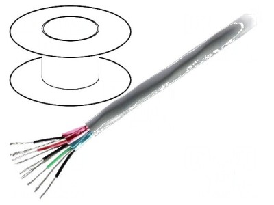 Cablu 3x2x22AWG litat Cu PVC crom 305m CPR Eca 300V foto