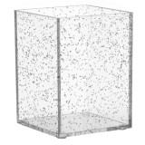 Suport Pixuri din Plastic Transparent cu Glitter Argintiu, 7.5x7.5x10cm, CMCLASS