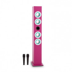 OneConcept Tallgirl, roz, boxe karaoke, Bluetooth, USB, SD, MP3, FM, AUX, 2 microfoane foto