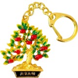 Breloc Copacul vieții cu lingouri, amuletă feng shui pentru bani și prosperitate, metal multicolor 9.5 cm
