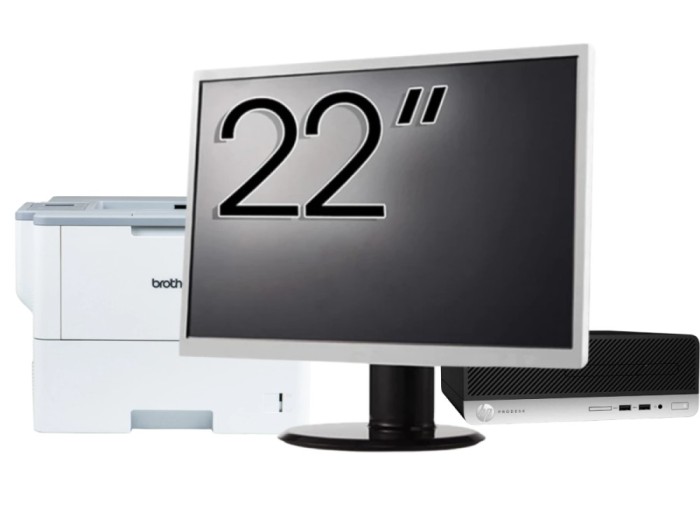 Pachet Calculator Second Hand HP ProDesk 400 G4 SFF, Intel Core i5-7500 3.40GHz, 8GB DDR4, 256GB SSD + Monitor 22&amp;quot; &amp; Imprimanta Brother HL-L6300D