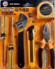 Set scule multifunctional pentru casa, 6 piese, 2x surubelnite, cheie reglabila, cleste, cutter, ruleta 2m