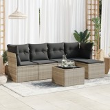 Cumpara ieftin Gossi set canapele de gradina cu perne, 6 piese gri deschis poliratan