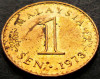 Moneda exotica 1 SEN - MALAEZIA, anul 1973 *cod 5311 C patina + luciu de batere, Asia