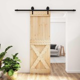 Cumpara ieftin Usa glisanta Natural si Negru 70 x 210 cm Lemn de Pin Solid