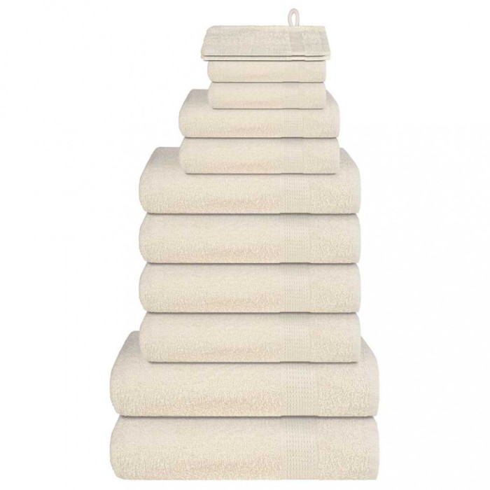 vidaXL Set prosoape 12 piese cremă 360 g/m&sup2; 100% bumbac 137109