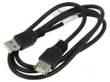 Cablu USB 2.0 A-A 1m negru cu mufă aurită