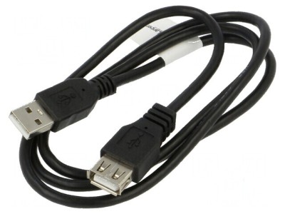 Cablu USB 2.0 A-A 1m negru cu mufă aurită foto