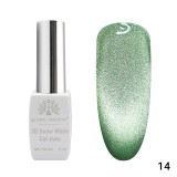 Oja semipermanenta, Snow White, 3D Cat Eye, Global Fashion 8ml, 14