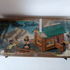 Maison Forestière, joc de constructie vechi Franta, cutie lemn 50x22x6cm