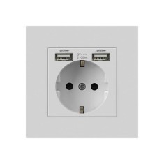 Priza Techstar&reg; PCU1, Simpla, 2 x USB, 2.1 A, Culoare Alb, Policarbonat, 16A