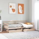 Gossi pat de zi cu sertare, 90x200 cm, lemn masiv pin