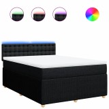 Cumpara ieftin Pat box spring cu saltea, negru, 140x200 cm, textil