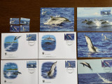 Penrhyn - delfin - serie 4 timbre MNH, 4 FDC, 4 maxime, fauna wwf