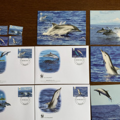 Penrhyn - delfin - serie 4 timbre MNH, 4 FDC, 4 maxime, fauna wwf