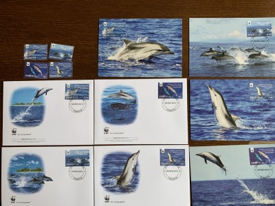 Penrhyn - delfin - serie 4 timbre MNH, 4 FDC, 4 maxime, fauna wwf foto