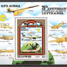 KOREA 1980 TRANSPORT AVIATIE ( colita dantelata ) MNH