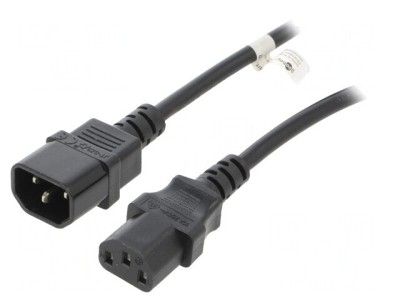 Cablu de Alimentare IEC C13 la C14 1,5m Negru 10A 250V foto