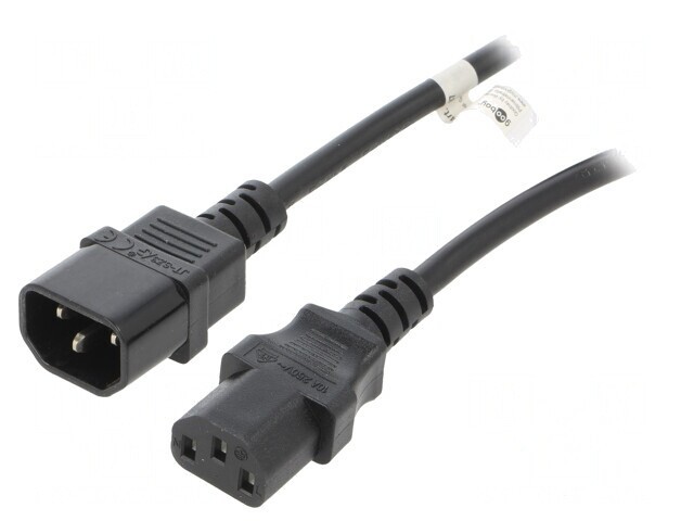 Cablu de Alimentare IEC C13 la C14 1,5m Negru 10A 250V