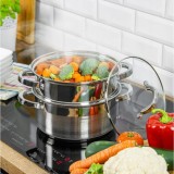 Oala pentru fiert cu abur, din inox, cu capac, 3.1 litri, 20 cm, Klausberg