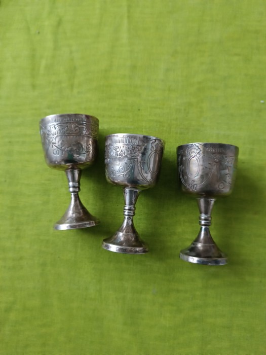 Lot de 3 pahare argintate si marcate