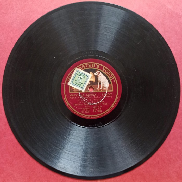 Jean Moscopol, Madonna Bruna, Al dragostei etern refren// placa gramofon/patefon His Master&#039;s Voice