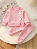 Cumpara ieftin Set bebelusi roz cu floricele &ndash; Bluza si pantaloni, moale si confortabil