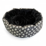 Culcus moale cu perna, pentru caine pisica, culoare negru, impermeabil, baza antiderapanta, 50 cm, AVEX