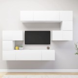 VidaXL Set dulapuri TV, 8 piese, alb, lemn prelucrat