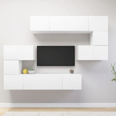 vidaXL Set dulapuri TV, 8 piese, alb, lemn prelucrat foto