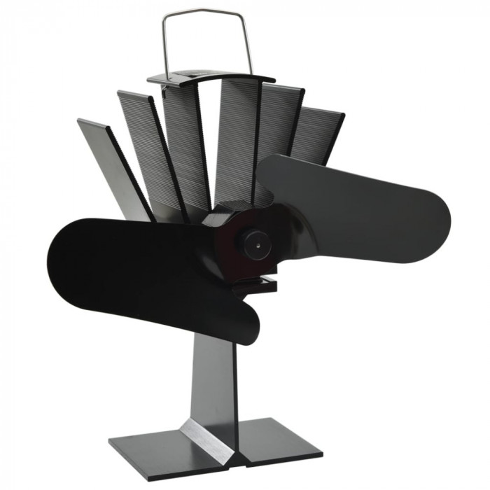 vidaXL Ventilator de sobă cu alimentare termică, 2 palete, negru 51239