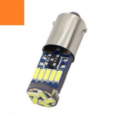 Led Auto Portocaliu Canbus H21W BAY9S 15 Smd 4014 9-30V