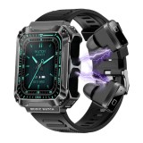 Cumpara ieftin Ceas smartwatch cu casti Bluetooth incorporate, USSPY, ritm cardiac, tensiune arteriala, calorii, monitor de somn, pedometru si tracker de fitness, af