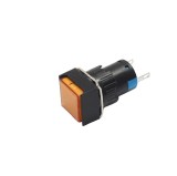 Indicator LED de panou din plastic, 16mm, 2 pini, galben, 12V DC, IP20, FL1P-16NJ-6-YELLOW