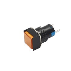 Indicator LED de panou din plastic, 16mm, 2 pini, galben, 12V DC, IP20, FL1P-16NJ-6-YELLOW