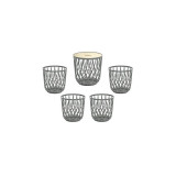 Set mobilier pentru gradina modern MCT Garden, 1 masa si 4 scaune, Plastic, Gri, max 100kg