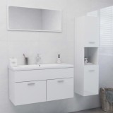 VidaXL Set mobilier de baie, alb extralucios, PAL