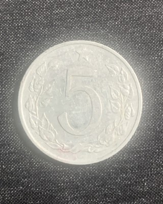 Moneda Cehoslovacia 5 haleri 1953 foto