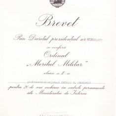 AMS# - BREVET ORDINUL MERITUL MILITAR CL. II, 1979