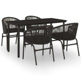 Cumpara ieftin Set de servit masa pentru gradina, 5 piese, negru