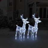 VidaXL Reni de Crăciun, 2 buc., alb rece, 80 LED-uri, acril 342679