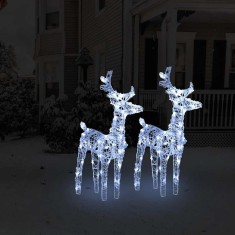 vidaXL Reni de Crăciun, 2 buc., alb rece, 80 LED-uri, acril 342679