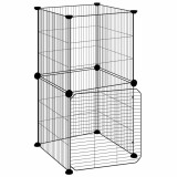 Cumpara ieftin Cusca animale de companie cu usa, 8 panouri, negru 35x35x70cm otel