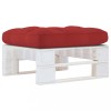 vidaXL Otoman/Taburet Gradina, Alb, Lemn Pin Tratata, 60x60x25 cm, cu Perna Rosu - Rustic, Interior/Exterior