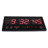 Ceas digital perete, afisaj LED, ora 12/24, calendar, temperatura, negru, Caixing