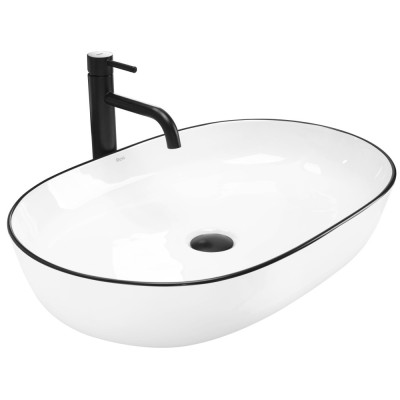 Lavoar ceramic pentru blat Rea CLEO white Black edge foto