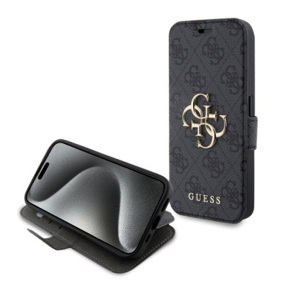 Husa pentru iPhone 15 Pro - Guess Book 4G (GUBKP15L4GMGGR) - Grey foto