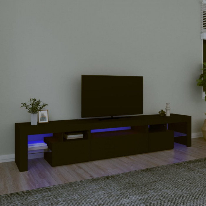 Comoda TV cu lumini LED, negru, 215x36,5x40 cm GartenMobel Dekor